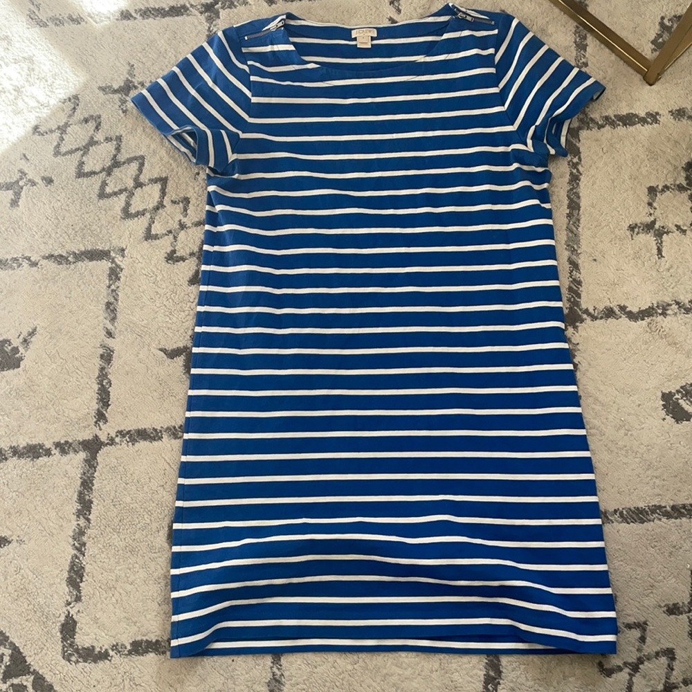 Jcrew blue and white striped dress